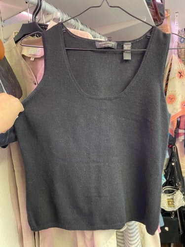 Valerie STEVENS 100% Cashmere svart topp/Linne Stl M