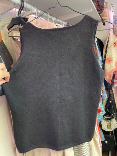 Valerie STEVENS 100% Cashmere svart topp/Linne Stl M