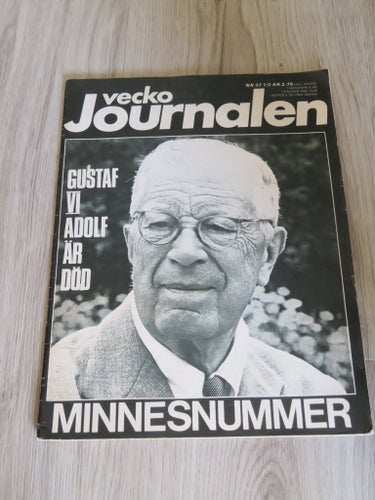 VeckoJournalen nr 37 1/2 1973 Gustaf VI Adolf är död Minnesnummer fint beg skick