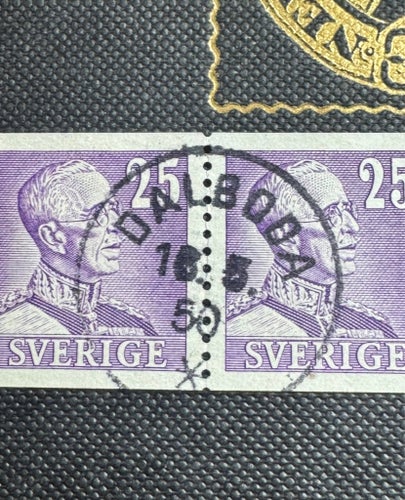 Gustav V profil höger, stämplat Dalboda 16.5.50