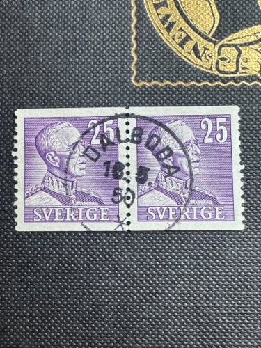 Gustav V profil höger, stämplat Dalboda 16.5.50