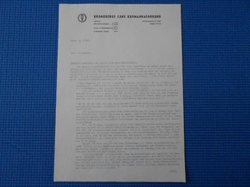 Brev till medlemmarna från Kronobergs läns Speceri- & Livsmedelshandlarförening
