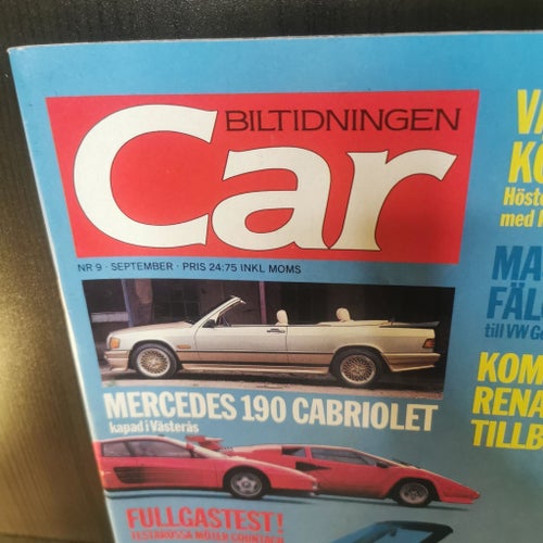 Biltidningen Car Nr 9, 1986