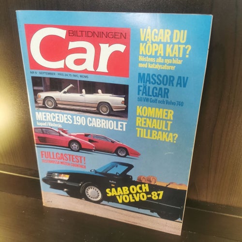 Biltidningen Car Nr 9, 1986
