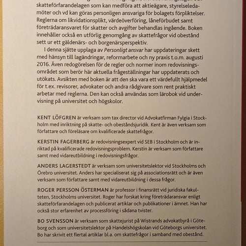 Personligt ansvar: vid likvidationsplikt, värdeöverföringar, företrädaransvar...