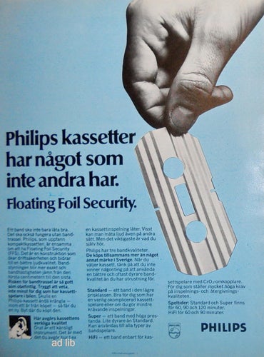 PHILIPS KASSETTER - FLOATING FOIL SECURITY, HI-FI TIDNINGSANNONS 1977