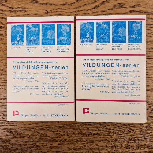 Elly Nilsson Vildungen Lot Of 2 1969 Swedish Youth Books