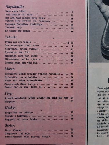 Teknikens Värld nr 6 1957: Vedette Versailes test, Saab Sonett provkörning