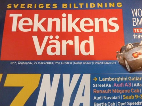 TEKNIKENS VÄRLD, 27/3 2003, NR 7, TIDNING, ALLT OM BILEN