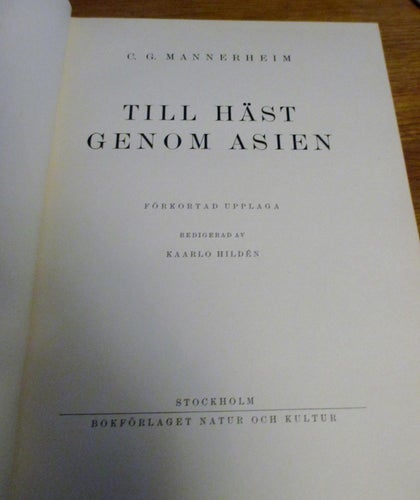 C. G. Mannerheim, Till häst genom Asien, 1942, Med utvikbar karta