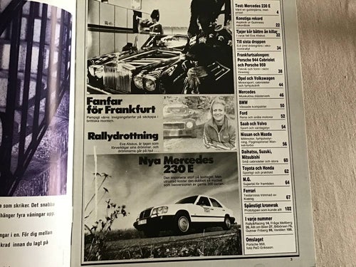 TEKNIKENS VÄRLD NR 22 1985 SAAB,FRANKFURT BILSALONG,MERCEDES 230 E,PORSCHE 959