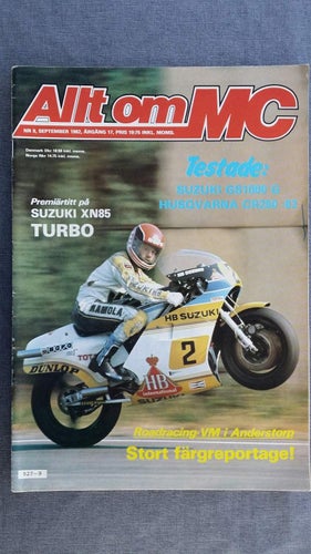 Allt om MC nr 9 1982: Suzuki GS 1000 G + XN85 Turbo, Husqvarna CR250
