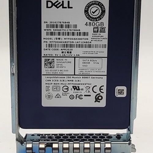 Dell 480GB SSD SATA 6G SFF Gen14 D35F3
