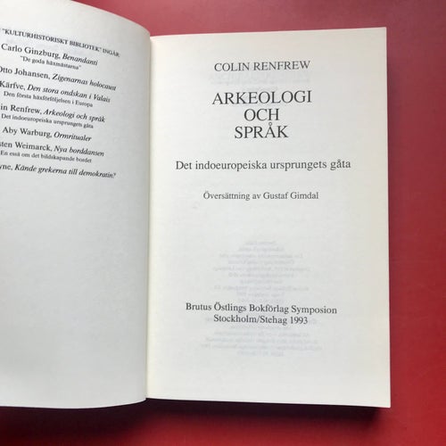 ARKEOLOGI OCH SPRÅK Colin Renfrew 1993