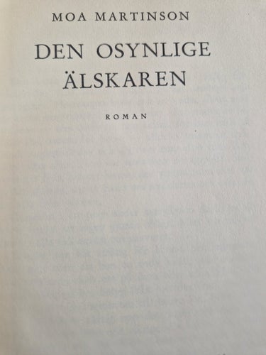 Den osynlige älskaren av Moa Martinson, 1947
