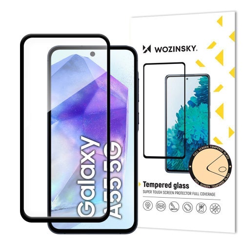 Wozinsky Samsung Galaxy A55 9H Härdat Glas Skärmskydd -Heltäckande Svarta Kanter