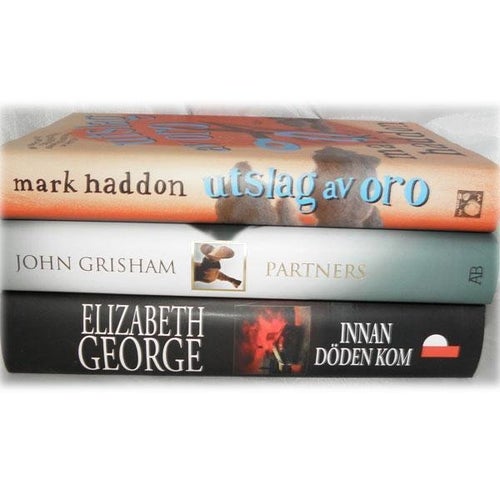 3 st böcker av Elizabeth George, John Grisham och Mark Haddon
