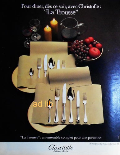 CHRISTOFLE ORFEVRE A PARIS LA TROUSSE, TIDNINGSANNONS 1979