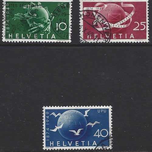 Schweiz UPU 1949 Mi 522-524 stämplat