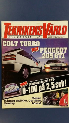 Teknikens Värld nr 21 1984: Peugeot 205 GTI + 204 Cab, Mitsubishi Colt Turbo
