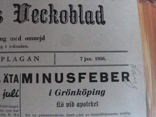 GRÖNKÖPINGS VECKOBLAD, 1956 JAN. 7, TIDNING