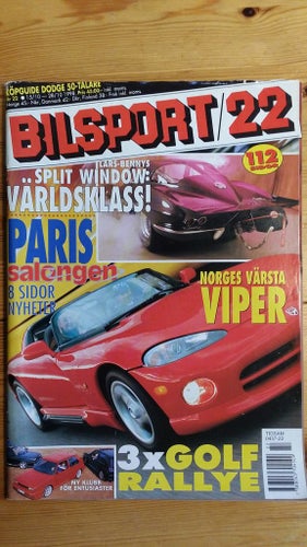 Bilsport nr 22 1998: VW Golf Rallye G60, Ford Corsair, Dodge 1953-1960, Viper