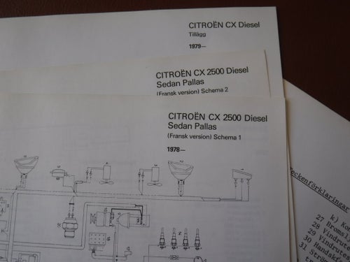 Elschema till Citroën CX 2500 Diesel, Sedan Pallas, 1978.