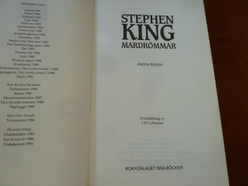 MARDRÖMMAR, S. KING, 1992,  BÖCKER