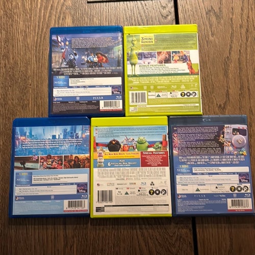 5 Blu-ray filmer: Grinchen, Toy Story 4, Framåt, Röjar-Ralf Kraschar Internet,
