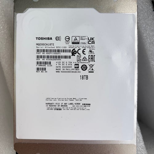 Toshiba MG09SCA18TE 18TB Serial Attached SCSI (12G) Hårddisk