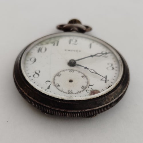 [Arbetar] Empire Antique Manuell Vind Fickur Emaljskiva 43.5mm
