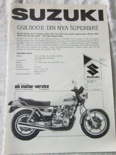 Suzuki GSX1100 E 1980 reklam annons