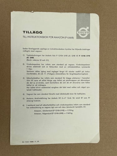 VOLVO Tillägg Instruktionsbok Amazon (P1200B)