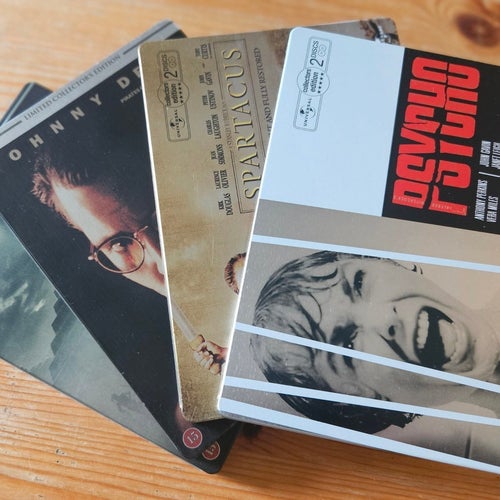 DVD-steelbooks Psycho, Spartacus, The Ninth Gate, Apocalypto