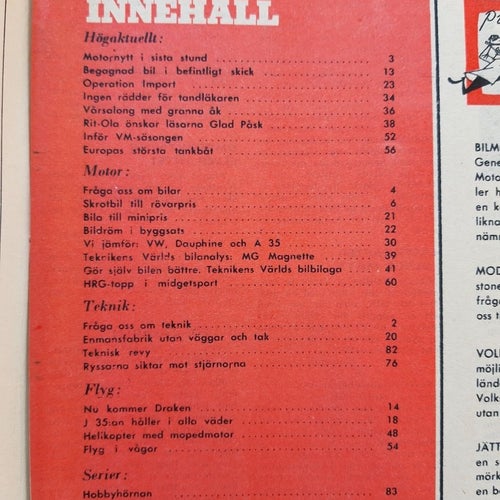 Teknikens Värld nr 6 1959: MG Magnette, Austin A35, Renault Dauphine, VW 1200