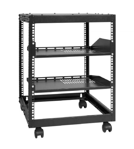 VEVOR 12U Serverrack med hjul – Justerbart djup 58–102 cm – 4 stolpar