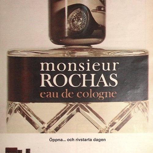 MONSIEUR ROCHAS EAU DE COLOGNE, EN NY HERRSERIE, REKLAM TIDNINGSANNONS 1969