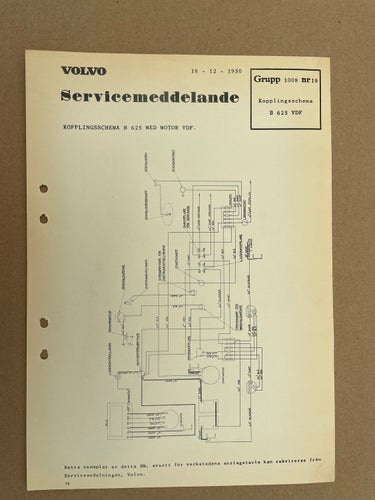 VOLVO Servicemeddelande Buss B625 VDF Kopplingsscheman