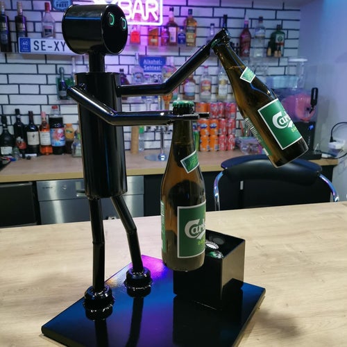Interactive Bottle Holder & Opener – LED Eyes with Hidden Storage