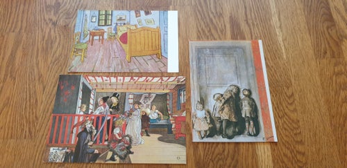 3 vykort. Carl Larsson, signerade, Vincent van Gogh, ej sign. Oskrivna.