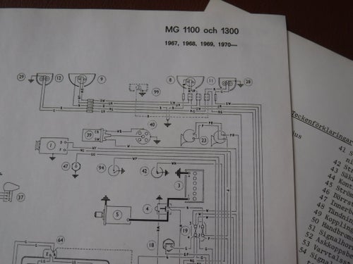 Elschema till MG 1100 och 1300, 1967-70.