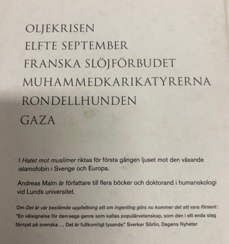 Hatet mot muslimer av Andreas Malm, 2009