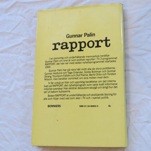 rapport av Gunnar Palin, 1970