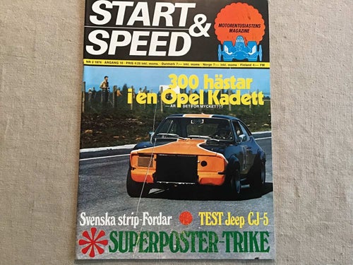 START & SPEED NR 2 1974 JEEP CJ-5,HAZZE FROMM,KADETT,STOR POSTER TRIKE FLORIDA