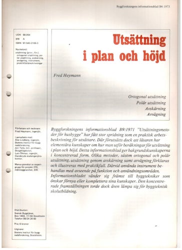 Byggforskningens Infoblad B9:1971, B4:1973 och B6:1975 Byggråd + 5 om gamla hus