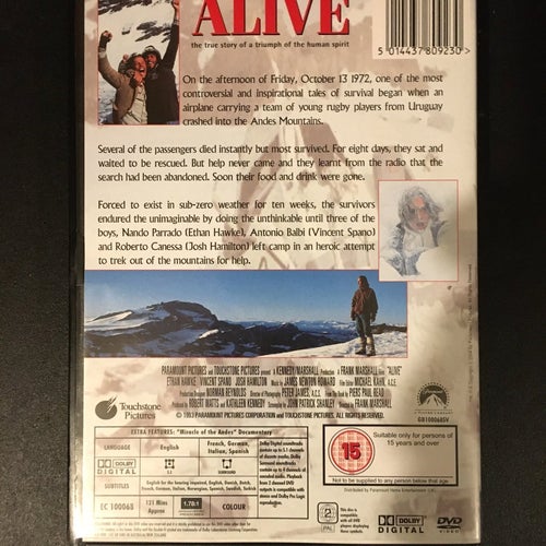 Alive: The True Story of a Triumph of the Human Spirit - DVD (1993)(Beg) Hawke