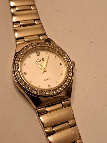 GHW Quartz Damklocka med Strass, Guldfärgad