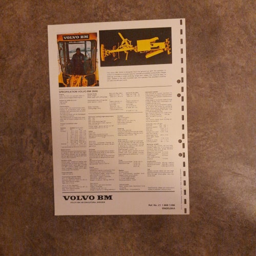 Broschyr Volvo BM Väghyvel 3500. In English
