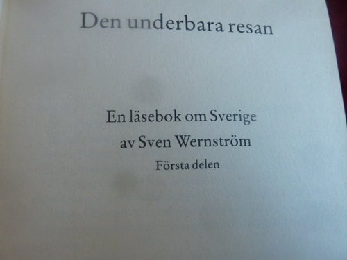 UNDERBARA RESAN, S.WERNSTRÖM, 1985, BOK, BÖCKER