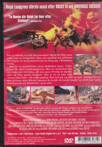 DVD / Red Scorpion / Dolph Lundgren, Carmen Argenziano / Nära nyskick